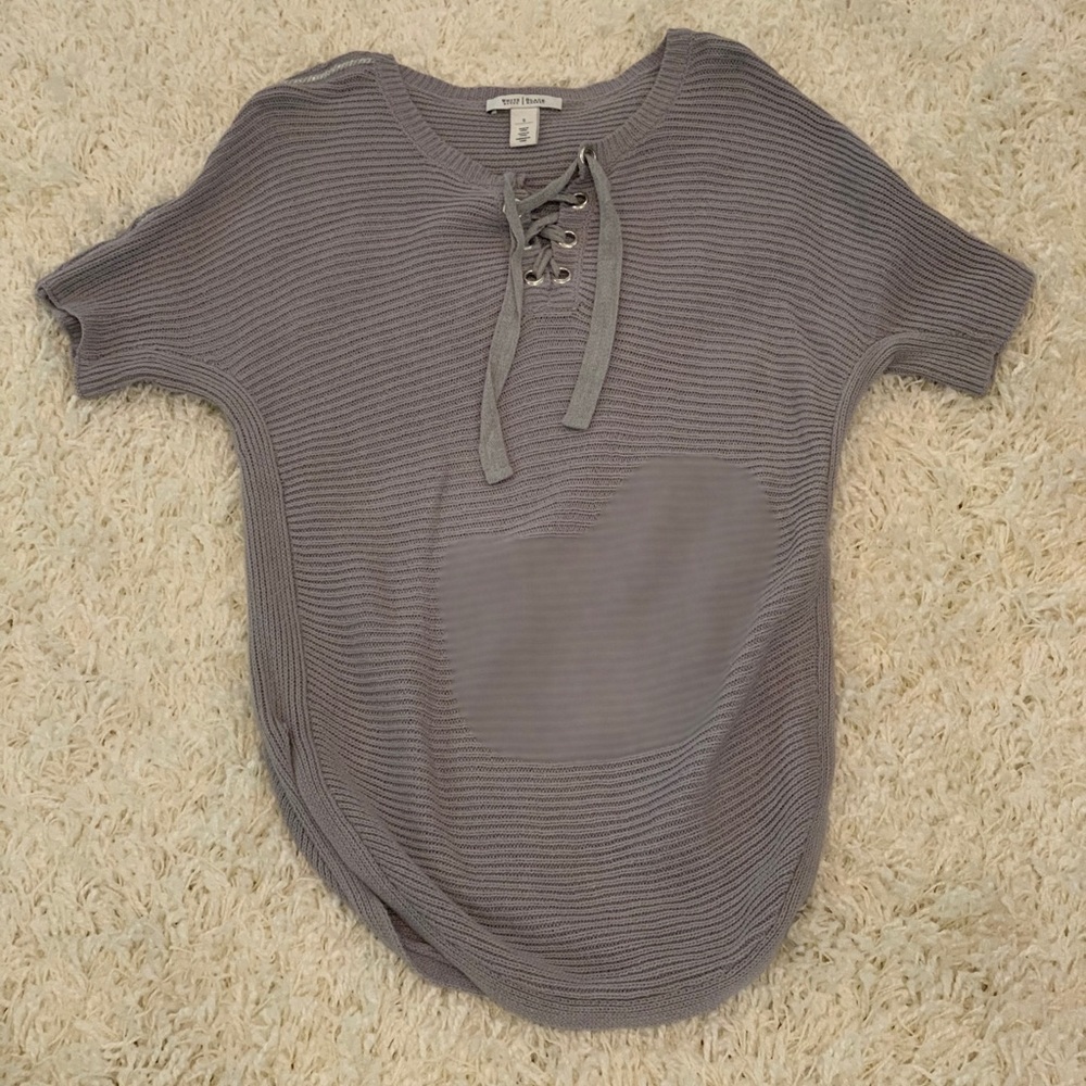 WHBM Short-Sleeve Grey Sweater - Size Small